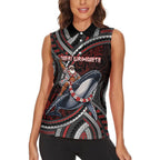 Aotearoa Christmas Women Sleeveless Polo Shirt Santa Riding Humpback Whale Maori Koru