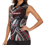 Aotearoa Christmas Women Sleeveless Polo Shirt Santa Riding Humpback Whale Maori Koru