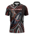 Aotearoa Christmas Zipper Polo Shirt Santa Riding Humpback Whale Maori Koru
