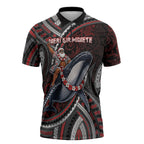 Aotearoa Christmas Zipper Polo Shirt Santa Riding Humpback Whale Maori Koru