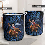 New Zealand Christmas Laundry Basket Santa Riding Kiwi Bird Silver Fern