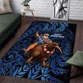 New Zealand Christmas Area Rug Santa Riding Kiwi Bird Silver Fern