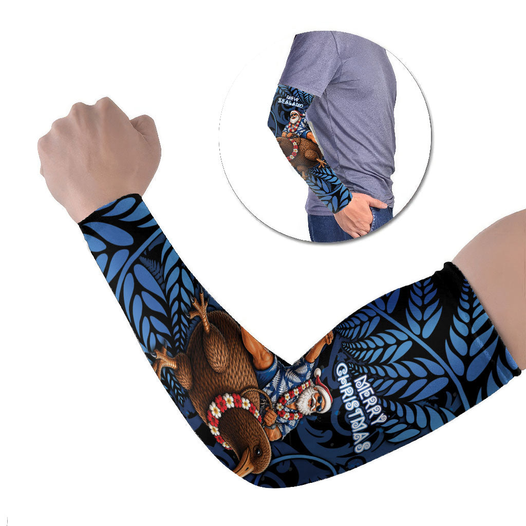 New Zealand Christmas Arm Sleeves Santa Riding Kiwi Bird Silver Fern