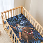 New Zealand Christmas Baby Bed Cover Santa Riding Kiwi Bird Silver Fern