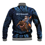 New Zealand Christmas Baseball Jacket Santa Riding Kiwi Bird Silver Fern