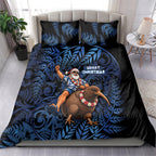 New Zealand Christmas Bedding Set Santa Riding Kiwi Bird Silver Fern
