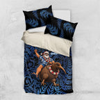 New Zealand Christmas Bedding Set Santa Riding Kiwi Bird Silver Fern
