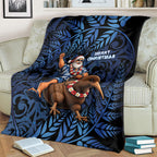 New Zealand Christmas Blanket Santa Riding Kiwi Bird Silver Fern