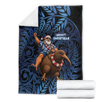 New Zealand Christmas Blanket Santa Riding Kiwi Bird Silver Fern