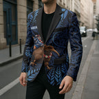 New Zealand Christmas Blazer Santa Riding Kiwi Bird Silver Fern