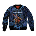 New Zealand Christmas Bomber Jacket Santa Riding Kiwi Bird Silver Fern