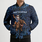 New Zealand Christmas Bomber Puffer Jacket Santa Riding Kiwi Bird Silver Fern