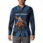 New Zealand Christmas Button Sweatshirt Santa Riding Kiwi Bird Silver Fern