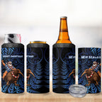 New Zealand Christmas 4 in 1 Can Cooler Tumbler Santa Riding Kiwi Bird Silver Fern