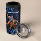 New Zealand Christmas 4 in 1 Can Cooler Tumbler Santa Riding Kiwi Bird Silver Fern