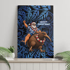 New Zealand Christmas Canvas Wall Art Santa Riding Kiwi Bird Silver Fern