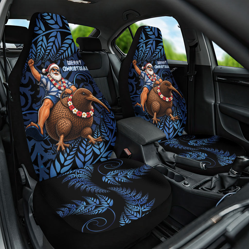 New Zealand Christmas Car Seat Cover Santa Riding Kiwi Bird Silver Fern