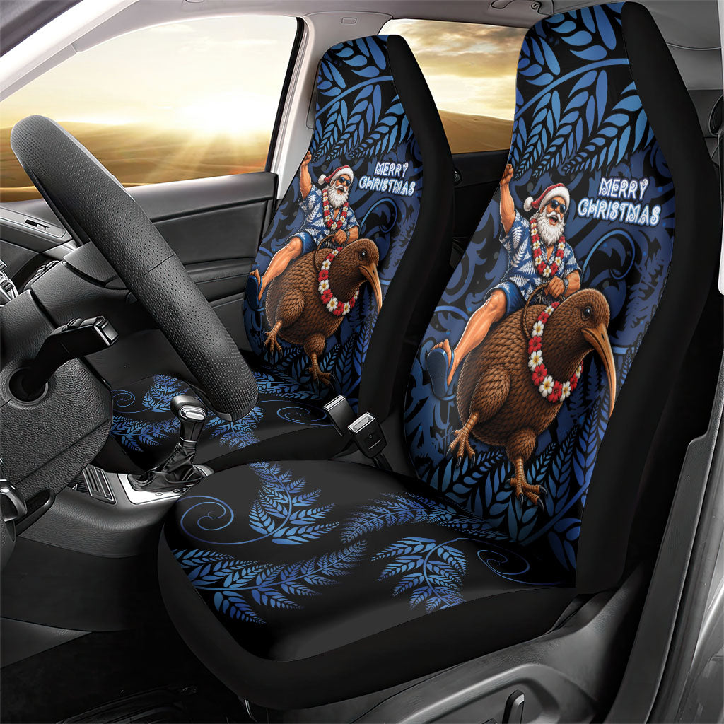 New Zealand Christmas Car Seat Cover Santa Riding Kiwi Bird Silver Fern