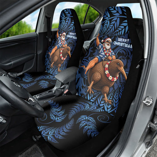 New Zealand Christmas Car Seat Cover Santa Riding Kiwi Bird Silver Fern