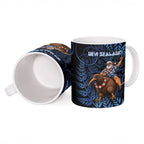New Zealand Christmas Ceramic Mug Santa Riding Kiwi Bird Silver Fern