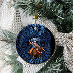 New Zealand Christmas Ceramic Ornament Santa Riding Kiwi Bird Silver Fern