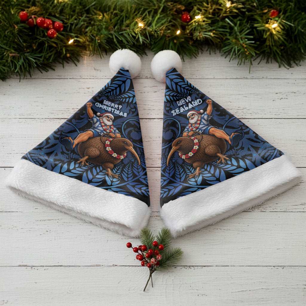 New Zealand Christmas Santa Hat Santa Riding Kiwi Bird Silver Fern