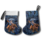 New Zealand Christmas Stocking Santa Riding Kiwi Bird Silver Fern