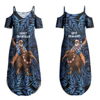 New Zealand Christmas Couples Matching Summer Maxi Dress and Hawaiian Shirt Santa Riding Kiwi Bird Silver Fern