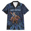 New Zealand Christmas Hawaiian Shirt Santa Riding Kiwi Bird Silver Fern