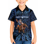 New Zealand Christmas Hawaiian Shirt Santa Riding Kiwi Bird Silver Fern