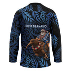 New Zealand Christmas Hockey Jersey Santa Riding Kiwi Bird Silver Fern