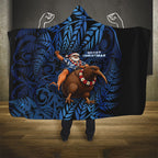 New Zealand Christmas Hooded Blanket Santa Riding Kiwi Bird Silver Fern