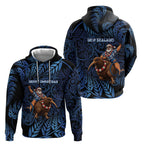 New Zealand Christmas Hoodie Santa Riding Kiwi Bird Silver Fern