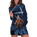 New Zealand Christmas Hoodie Dress Santa Riding Kiwi Bird Silver Fern