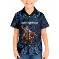 New Zealand Christmas Kid Hawaiian Shirt Santa Riding Kiwi Bird Silver Fern