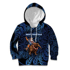 New Zealand Christmas Kid Hoodie Santa Riding Kiwi Bird Silver Fern