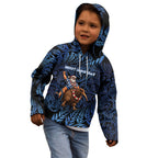 New Zealand Christmas Kid Hoodie Santa Riding Kiwi Bird Silver Fern