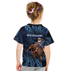New Zealand Christmas Kid T Shirt Santa Riding Kiwi Bird Silver Fern
