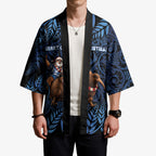 New Zealand Christmas Kimono Santa Riding Kiwi Bird Silver Fern