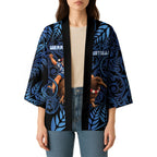 New Zealand Christmas Kimono Santa Riding Kiwi Bird Silver Fern