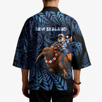New Zealand Christmas Kimono Santa Riding Kiwi Bird Silver Fern