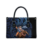 New Zealand Christmas Leather Bag Santa Riding Kiwi Bird Silver Fern