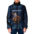 New Zealand Christmas Padded Jacket Santa Riding Kiwi Bird Silver Fern