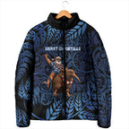 New Zealand Christmas Padded Jacket Santa Riding Kiwi Bird Silver Fern