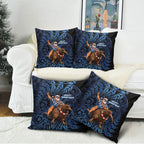 New Zealand Christmas Pillow Cover Santa Riding Kiwi Bird Silver Fern