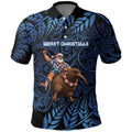 New Zealand Christmas Polo Shirt Santa Riding Kiwi Bird Silver Fern