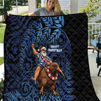 New Zealand Christmas Quilt Santa Riding Kiwi Bird Silver Fern