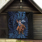 New Zealand Christmas Quilt Santa Riding Kiwi Bird Silver Fern