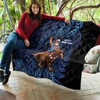 New Zealand Christmas Quilt Santa Riding Kiwi Bird Silver Fern