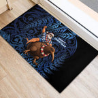 New Zealand Christmas Rubber Doormat Santa Riding Kiwi Bird Silver Fern